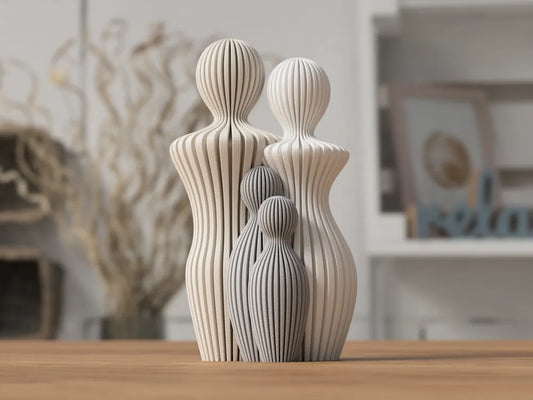 Aile Heykeli | 1–5 Çocuklu Dekoratif 3D Baskı Aile Figürü