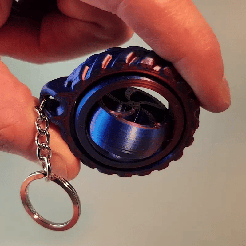 Gyroskopik Anahtarlık Fidget Spinner – 3D Baskı Dönen Stres Giderici Anahtarlık