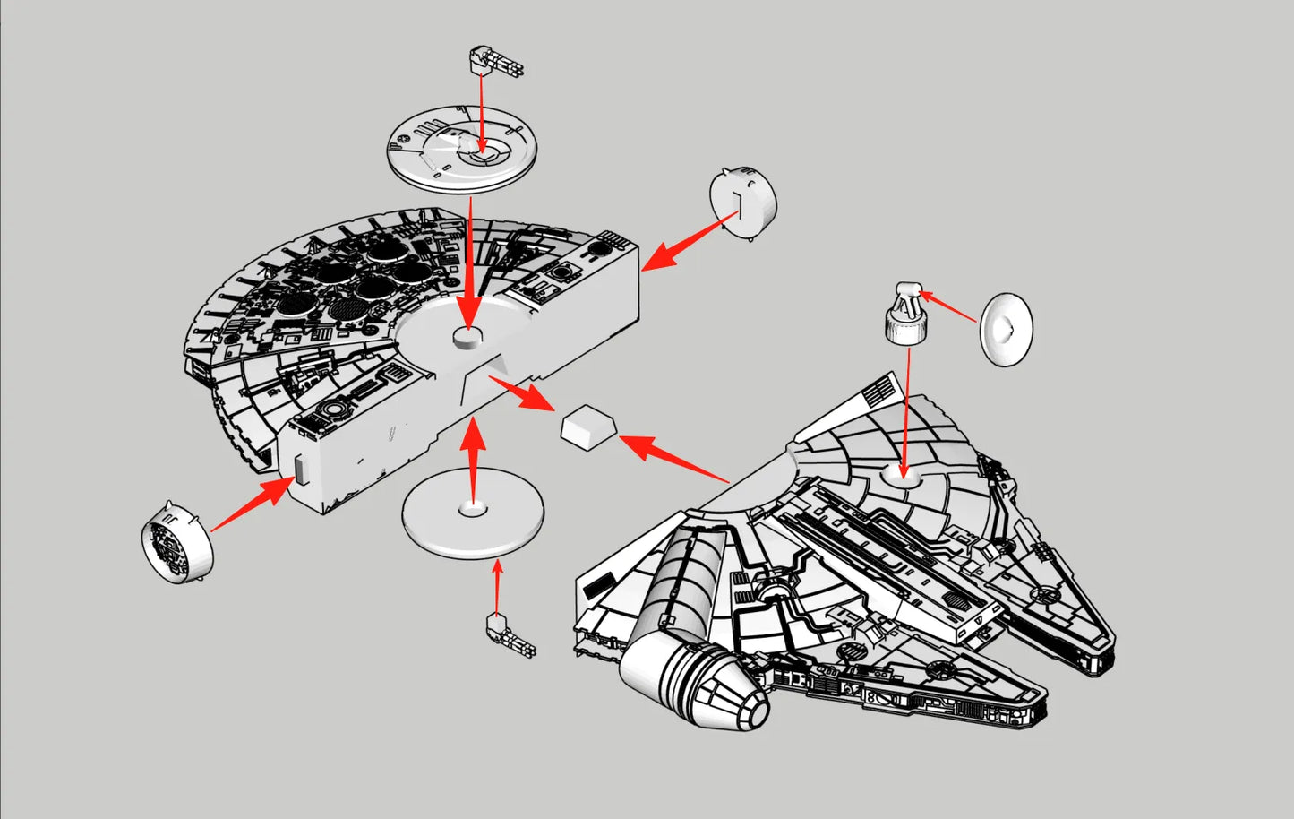 Millennium Falcon Esintili Uzay Gemisi | Hareketli 3D Baskı Koleksiyon Modeli