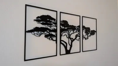 Ağaç Duvar Dekoru | Modern Çok Parçalı Duvar Sanatı