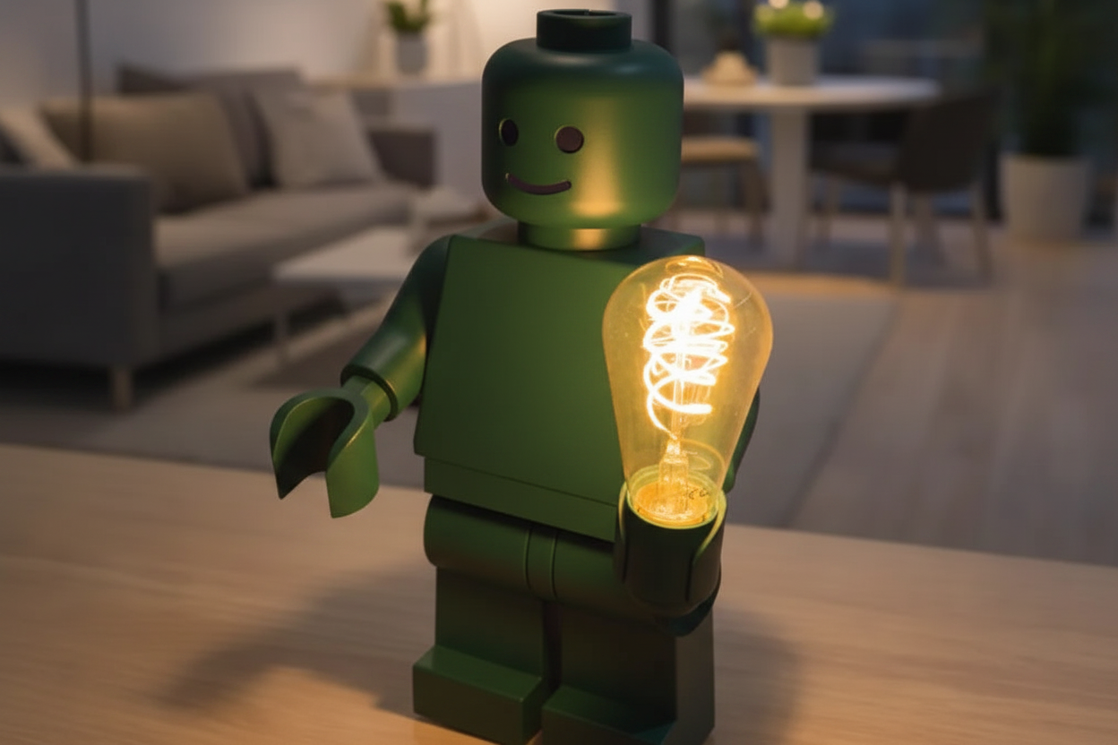 Brickman Lamp – Modüler Karakter Tasarımlı Dekoratif Masa Lambası | E27 Uyumlu Modern Ambiyans Aydınlatması