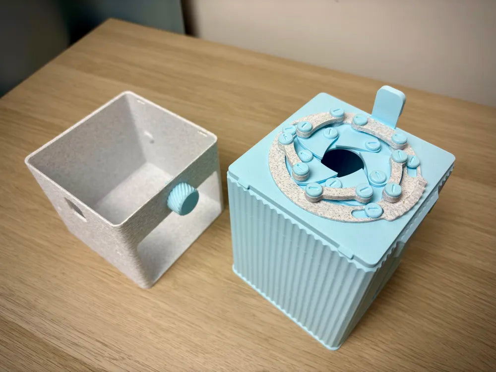 İris Mekanizmalı Gıda Dispenseri | 1 Litre 3D Baskı Kuru Gıda Saklama Kabı
