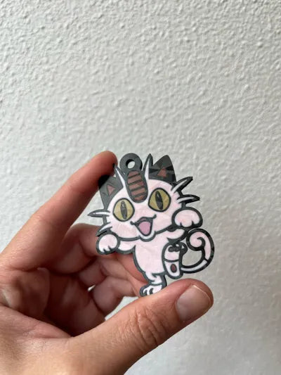 Meowth Anahtarlık – 3D Baskı Koleksiyon ve Çanta Aksesuarı
