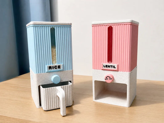 İris Mekanizmalı Gıda Dispenseri | 1 Litre 3D Baskı Kuru Gıda Saklama Kabı