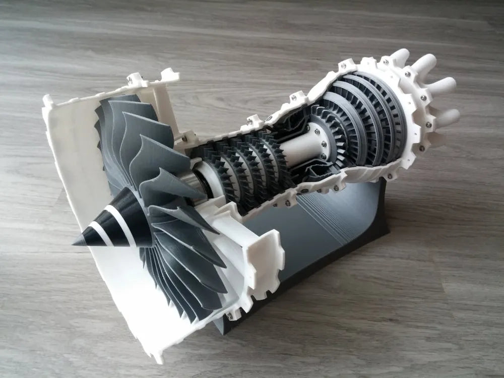 Büyük Boy 3D Baskı Jet Motoru Modeli | Kesitli Turbofan Motor Kiti (Yaklaşık 40 cm)
