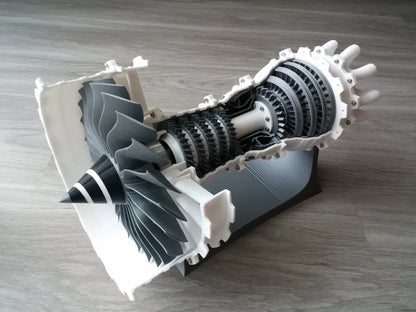 Büyük Boy 3D Baskı Jet Motoru Modeli | Kesitli Turbofan Motor Kiti (Yaklaşık 40 cm)