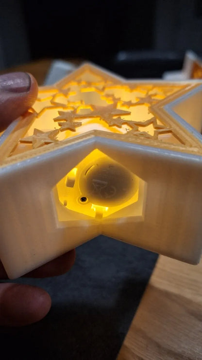 Noel 5 Köşeli Yıldız LED Mumluk | Desteksiz 3D Baskı Dekoratif Yılbaşı Süsü