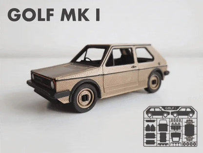 Golf MK1 Kit Kartı | 3D Baskı Klasik Otomobil Model Kiti