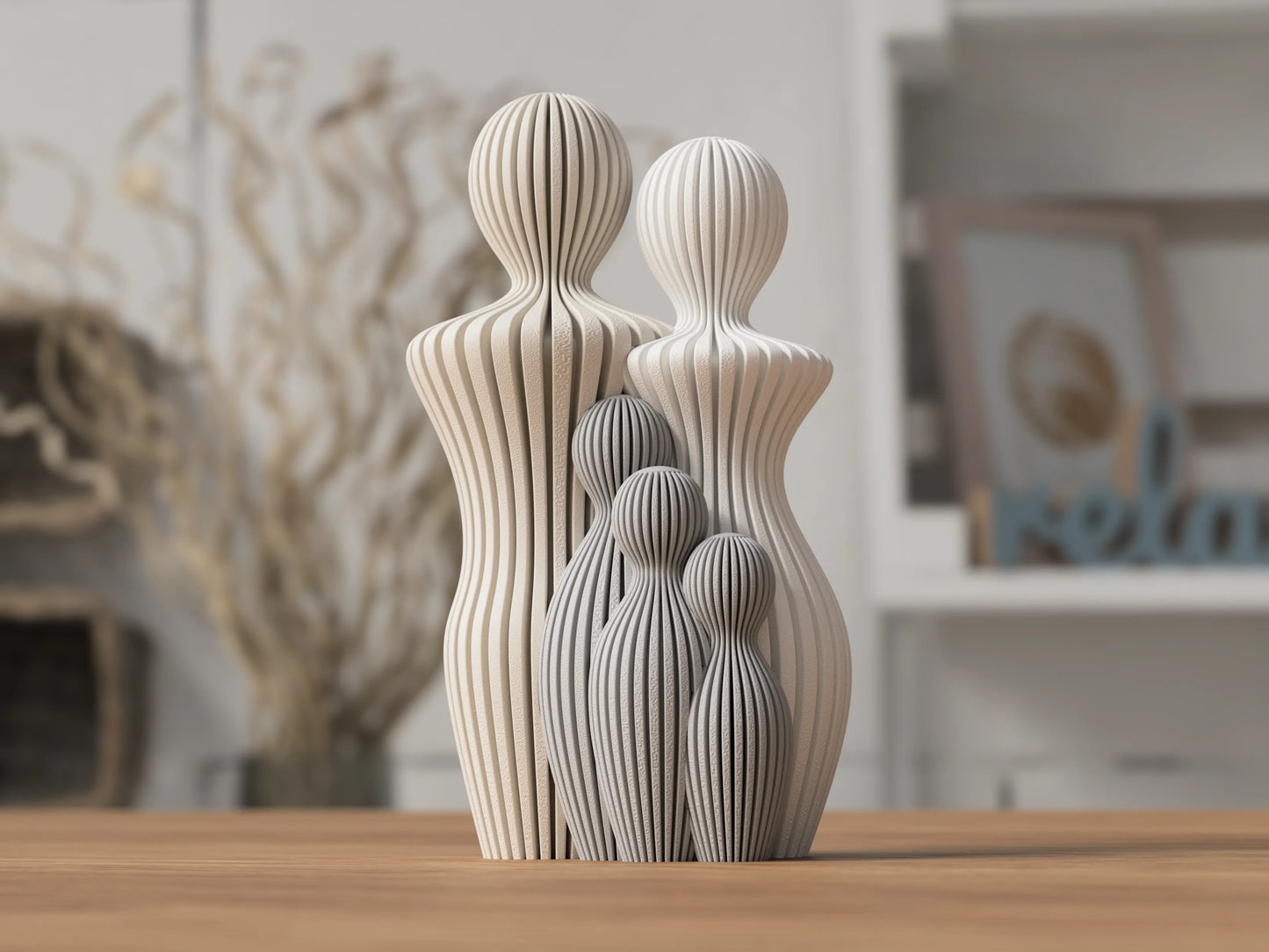 Aile Heykeli | 1–5 Çocuklu Dekoratif 3D Baskı Aile Figürü