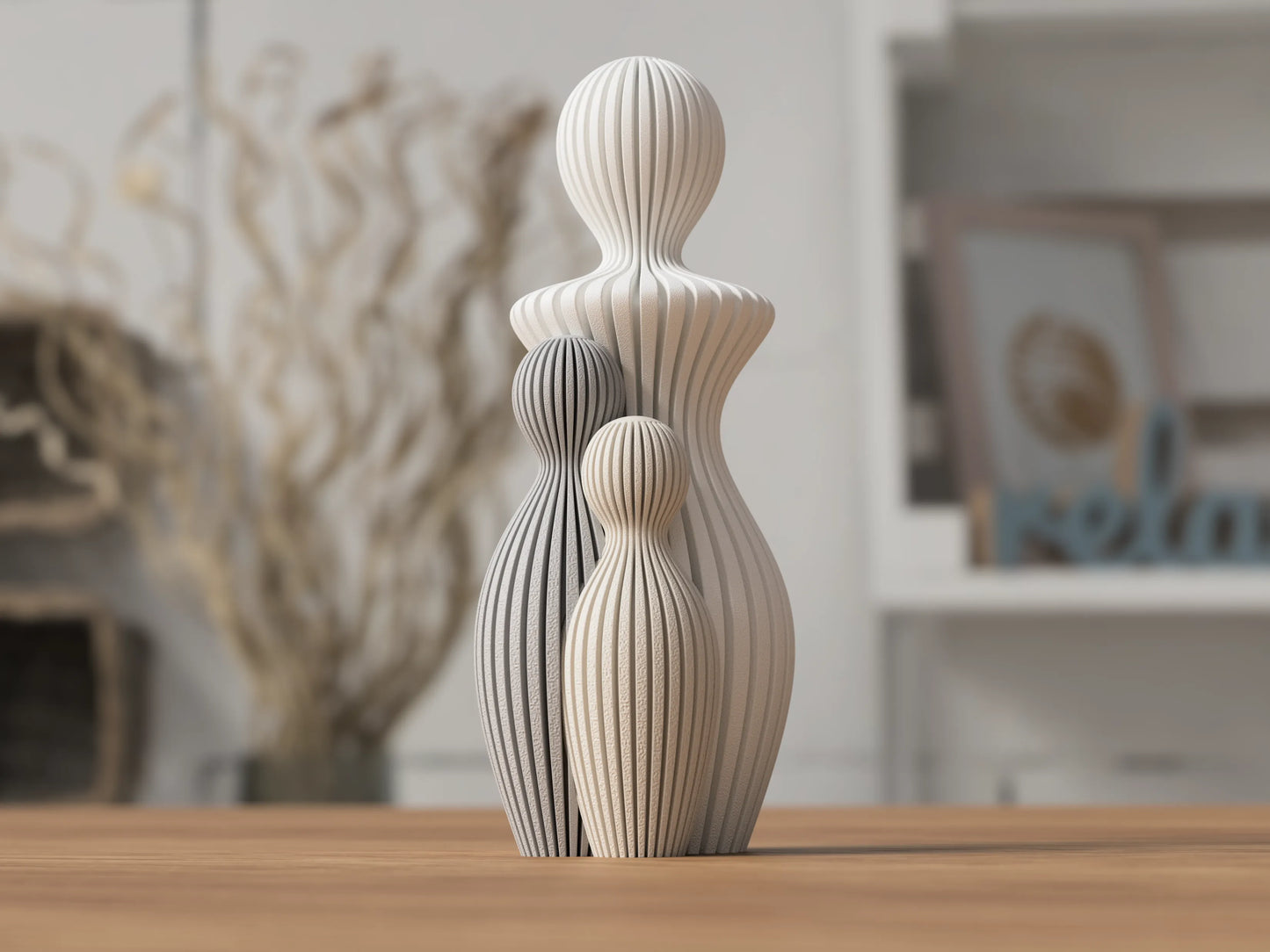 Aile Heykeli | 1–5 Çocuklu Dekoratif 3D Baskı Aile Figürü