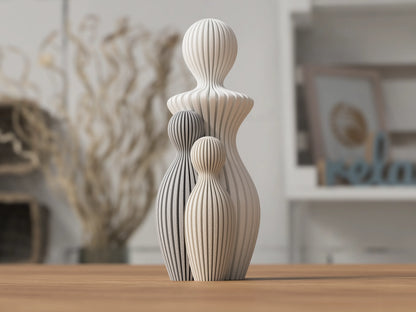 Aile Heykeli | 1–5 Çocuklu Dekoratif 3D Baskı Aile Figürü