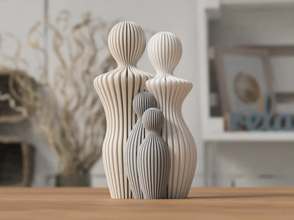 Aile Heykeli | 1–5 Çocuklu Dekoratif 3D Baskı Aile Figürü