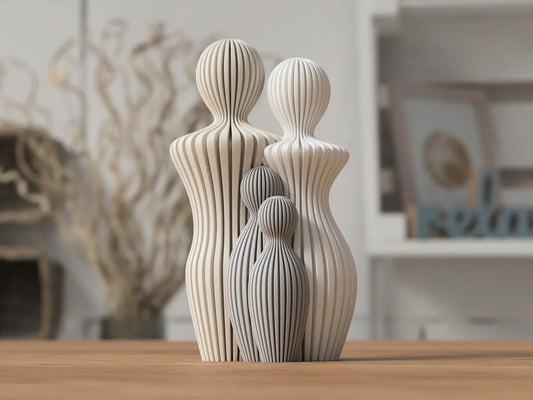 Aile Heykeli | 1–5 Çocuklu Dekoratif 3D Baskı Aile Figürü