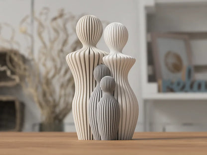 Aile Heykeli | 1–5 Çocuklu Dekoratif 3D Baskı Aile Figürü