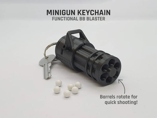 3D Baskı Minigun Anahtarlık ve Fidget Blaster – Çalışan 6mm BB Atar Oyun Aracı