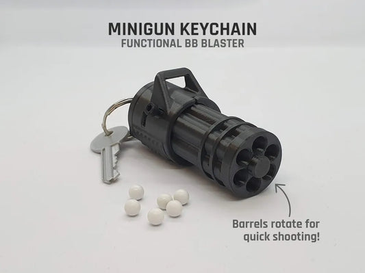 3D Baskı Minigun Anahtarlık ve Fidget Blaster – Çalışan 6mm BB Atar Oyun Aracı