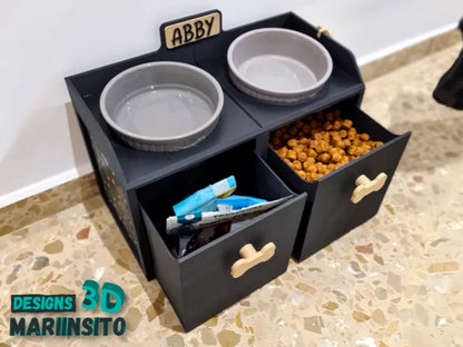 Yükseltilmiş Köpek Mama ve Su İstasyonu – Çekmeceli Ergonomik Besleme Ünitesi