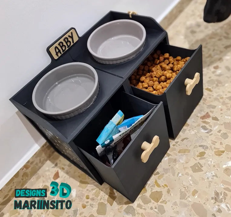 Yükseltilmiş Köpek Mama ve Su İstasyonu – Çekmeceli Ergonomik Besleme Ünitesi