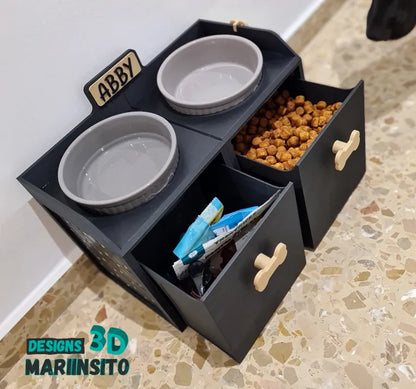 Yükseltilmiş Köpek Mama ve Su İstasyonu – Çekmeceli Ergonomik Besleme Ünitesi