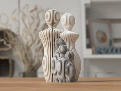 Aile Heykeli | 1–5 Çocuklu Dekoratif 3D Baskı Aile Figürü