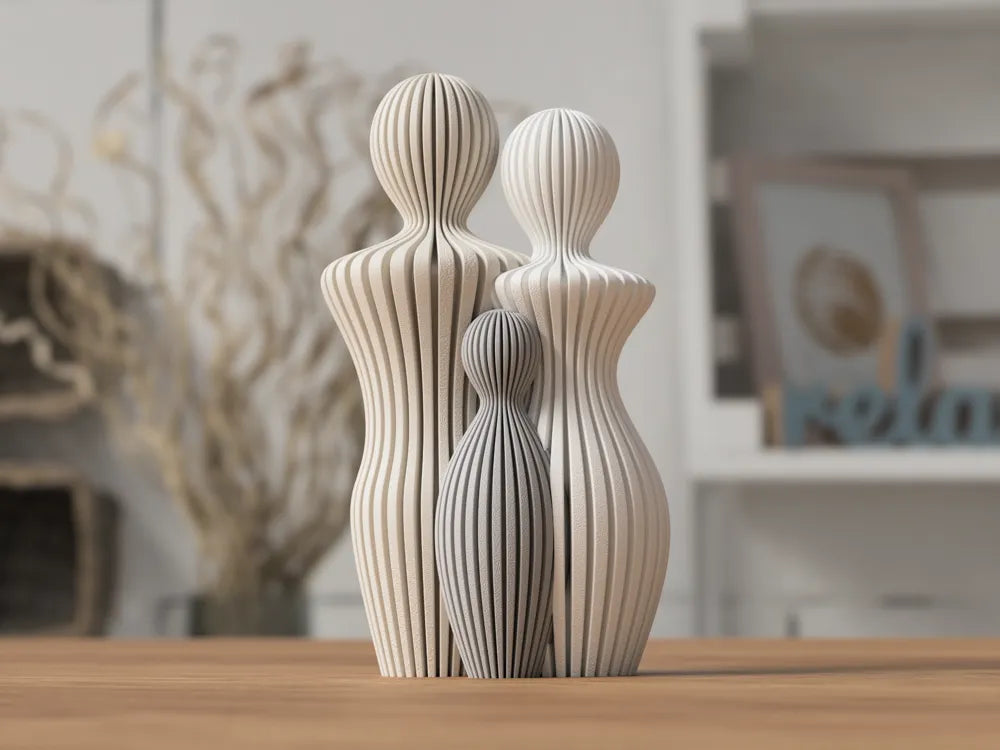 Aile Heykeli | 1–5 Çocuklu Dekoratif 3D Baskı Aile Figürü