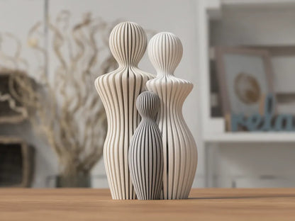 Aile Heykeli | 1–5 Çocuklu Dekoratif 3D Baskı Aile Figürü