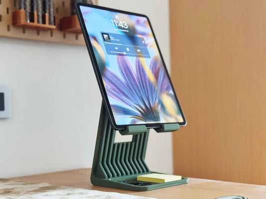 iPad / Tablet Stand Riser – Şarj Kablo Kanallı ve Saklama Bölmeli Premium Tablet Standı