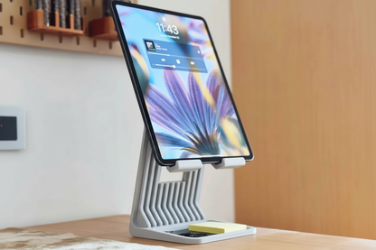 iPad / Tablet Stand Riser – Şarj Kablo Kanallı ve Saklama Bölmeli Premium Tablet Standı