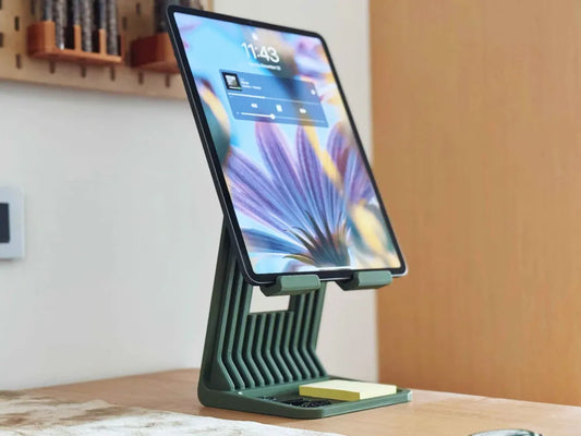 iPad / Tablet Stand Riser – Şarj Kablo Kanallı ve Saklama Bölmeli Premium Tablet Standı