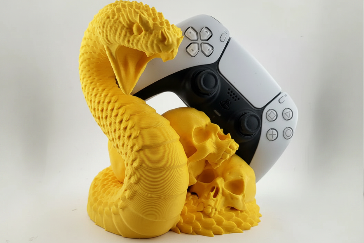 PS5 Controller Stand – Yılan ve Kuru Kafa Tasarımlı Premium Oyun Kumandası Standı