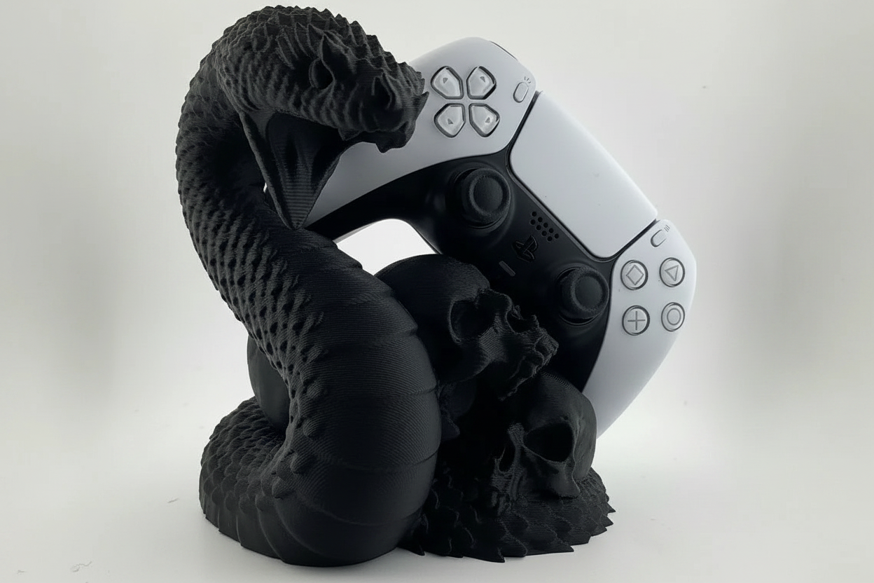 PS5 Controller Stand – Yılan ve Kuru Kafa Tasarımlı Premium Oyun Kumandası Standı