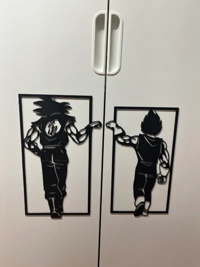 Son Goku & Vegeta 3D Duvar Dekoru – Dragon Ball Temalı Modern Anime Duvar Süsü