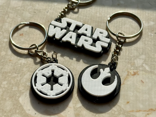 Star Wars Anahtarlık Seti (Logo, İmparatorluk ve İsyan Amblemleri) | Çok Renkli 3D Baskı Anahtarlık