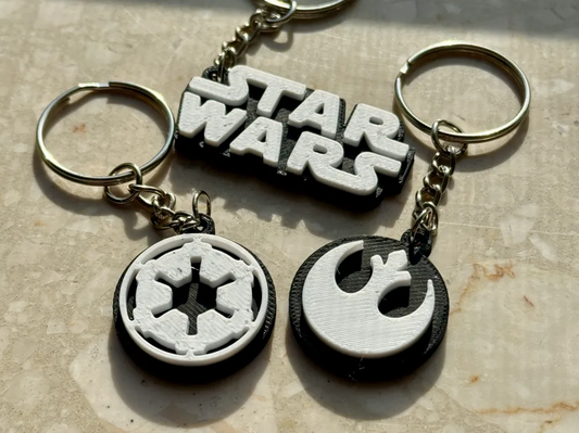 Star Wars Anahtarlık Seti (Logo, İmparatorluk ve İsyan Amblemleri) | Çok Renkli 3D Baskı Anahtarlık