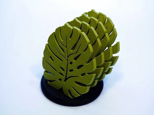 Monstera Yaprak Bardak Altlığı Seti | Dekoratif Bardak Altlığı ve Standı