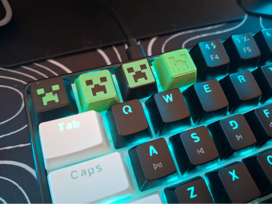 Minecraft Creeper Tuş Başlığı (Keycap) | Mekanik Klavye Tuşu | 4'lü Set