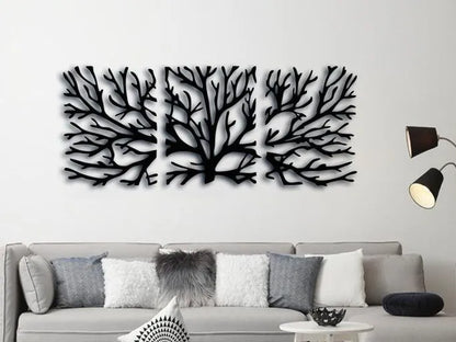 Hayat Ağacı Duvar Dekoru | 3 Parçalı Modern Duvar Süsü