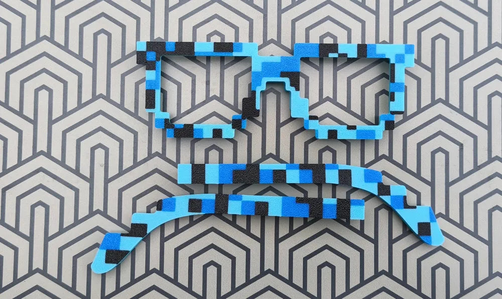 Minecraft Piksel Güneş Gözlüğü Mavi