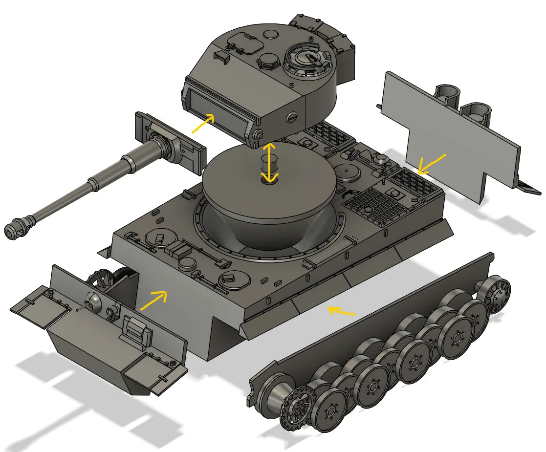 Tiger I Heavy Tank 1:35 Ölçekli Model Kiti | Kolay Baskı ve Montajlı 3D Baskı Modeli