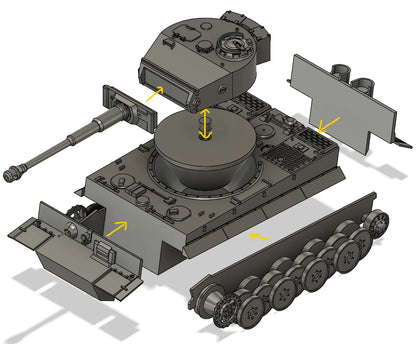 Tiger I Heavy Tank 1:35 Ölçekli Model Kiti | Kolay Baskı ve Montajlı 3D Baskı Modeli