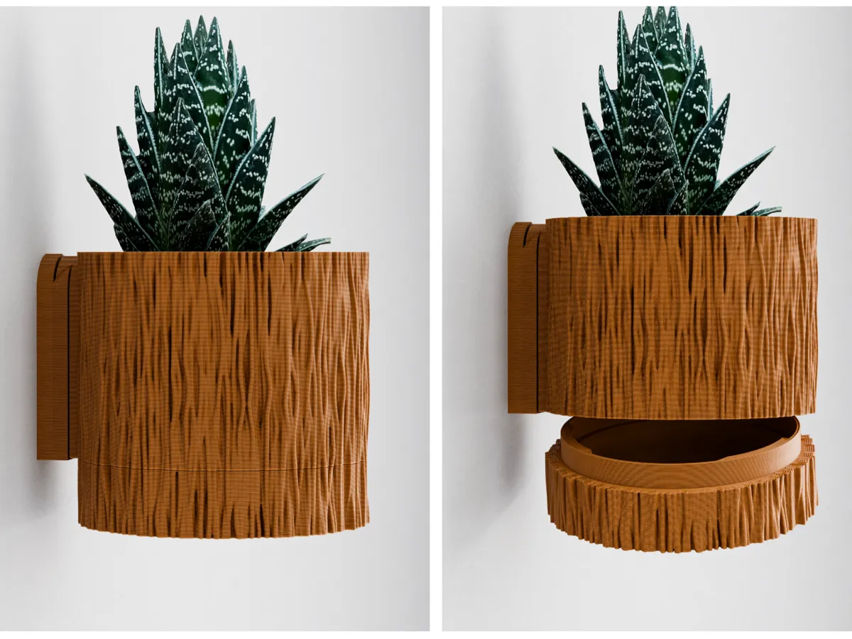 Trä Duvar Saksısı | Gizli Damlama Tepsili Modern Duvar Saksısı