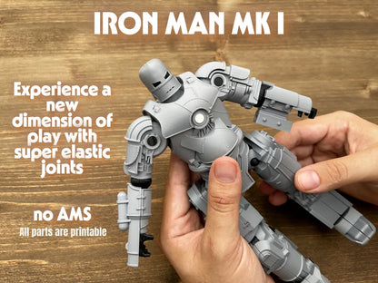 Iron Man MK I Hareketli Figür | Esnek 3D Baskı Koleksiyon Modeli