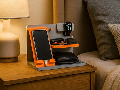 BedSide Organizer Standard – Apple Watch & Samsung Watch Uyumlu Çok Amaçlı Komodin ve Masa Düzenleyici