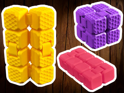 3D Baskı Fidget Küp | Print-in-Place Hareketli Stres Giderici Oyuncak | Dokulu Masa Oyuncağı