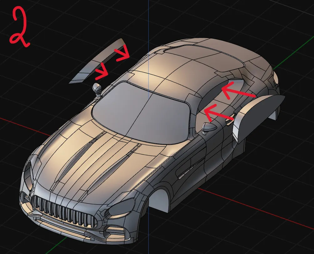 Büyük Boy AMG GT Model Kiti | 1:43 Ölçekli 3D Baskı Spor Otomobil Maketi