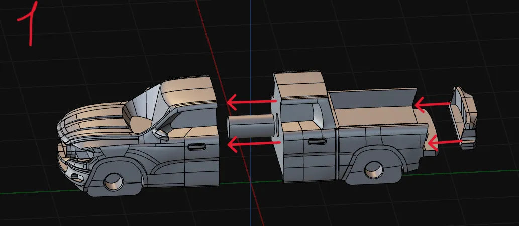 Büyük Boy R1500 Pickup Truck Model Kiti | 1:43 Ölçekli 3D Baskı Pickup Kamyonet Maketi