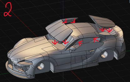 Büyük Boy Supra GT4 Model Kiti | 1:43 Ölçekli 3D Baskı Yarış Otomobili Maketi
