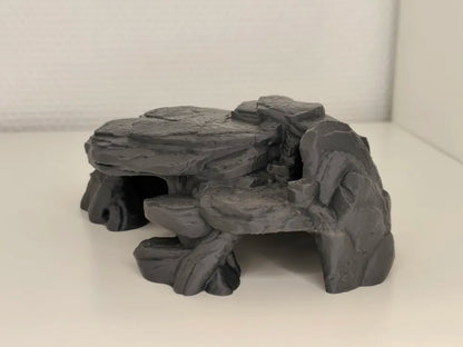 Doğal Kayrak Kaya Mağarası | Akvaryum ve Teraryum İçin 3D Baskı Saklanma Alanı (15 × 12 × 6 cm)