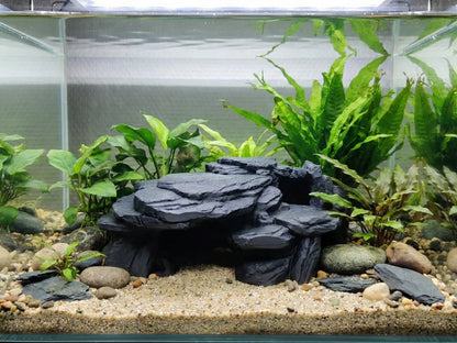 Doğal Kayrak Kaya Mağarası | Akvaryum ve Teraryum İçin 3D Baskı Saklanma Alanı (15 × 12 × 6 cm)