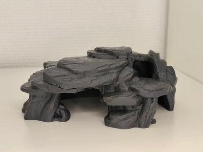 Doğal Kayrak Kaya Mağarası | Akvaryum ve Teraryum İçin 3D Baskı Saklanma Alanı (15 × 12 × 6 cm)